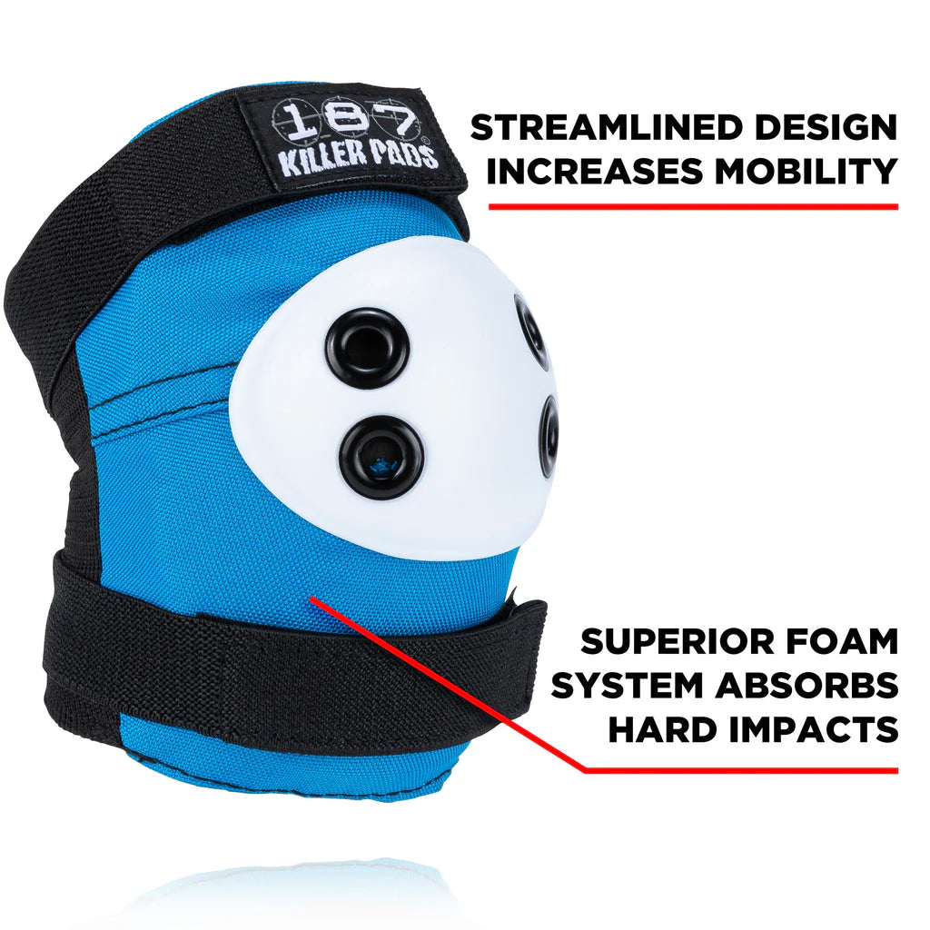 187 Killer Pads Knee & Elbow Pad Combo Pack - Red / White / Blue