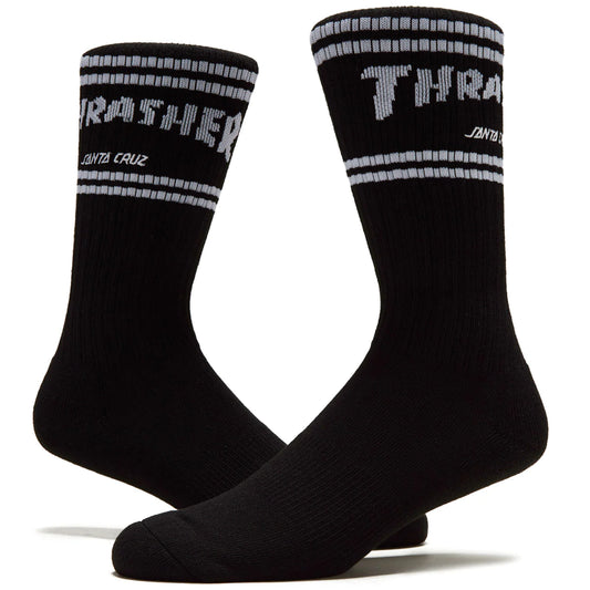 Santa Cruz x Thrasher Strip Crew Socks - Black