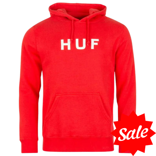 Huf Essentials OG Logo Pull Over Hoodie - Poppy Red