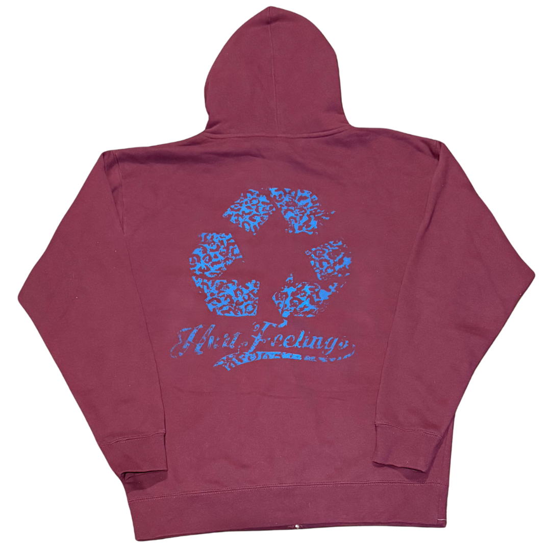 Hurt Feelings Recycle Zip-Up Hoodie - Maroon