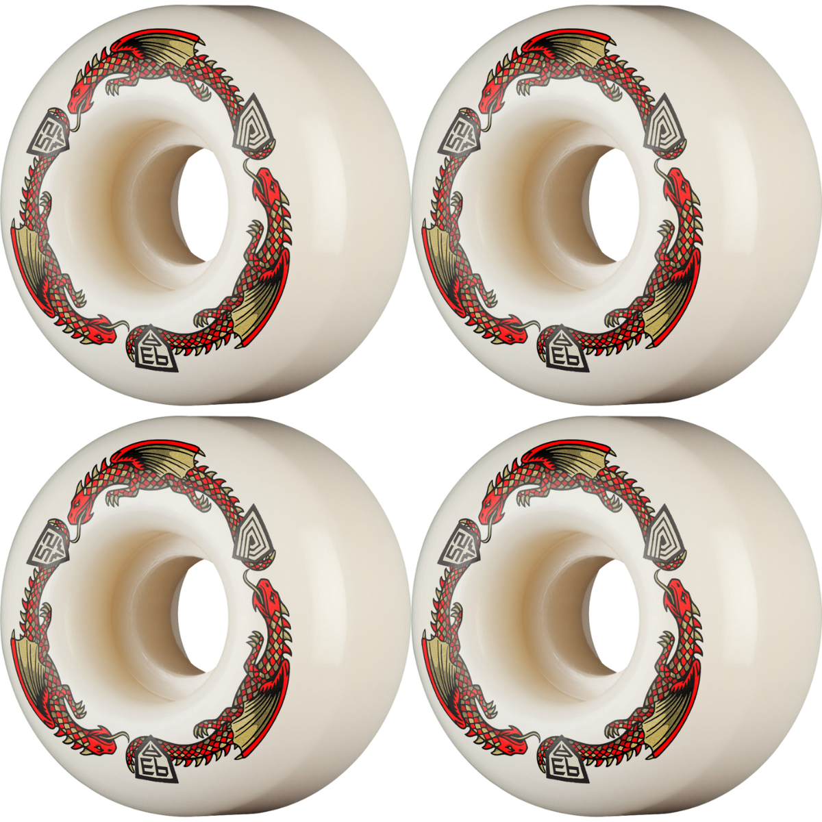 52mm Powell Peralta Dragons V1 Symmetrical Shape Skateboard Wheels 93a