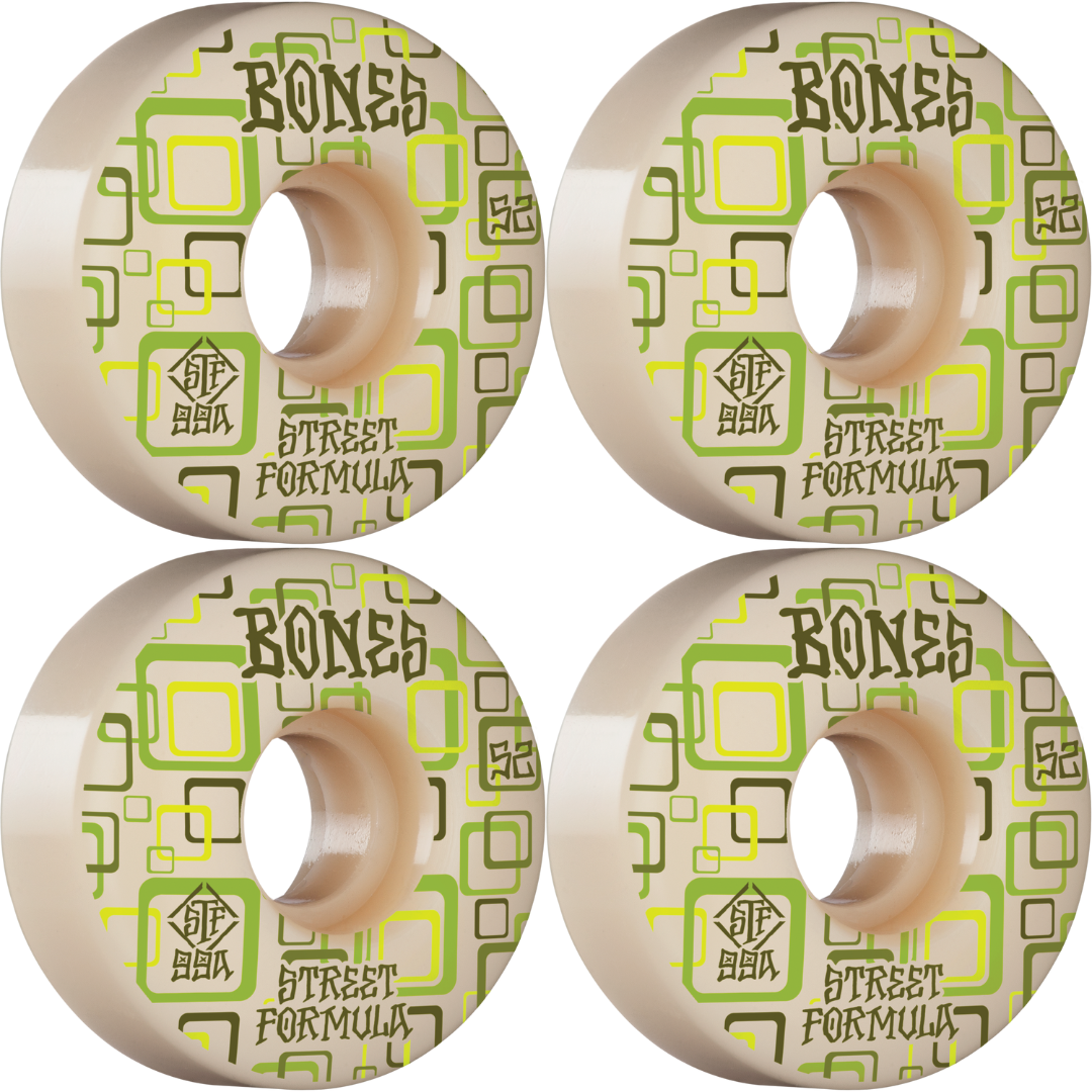 52mm Bones Wheels STF Street Tech Formula Retros V3 Slims Skateboard Wheels 99a