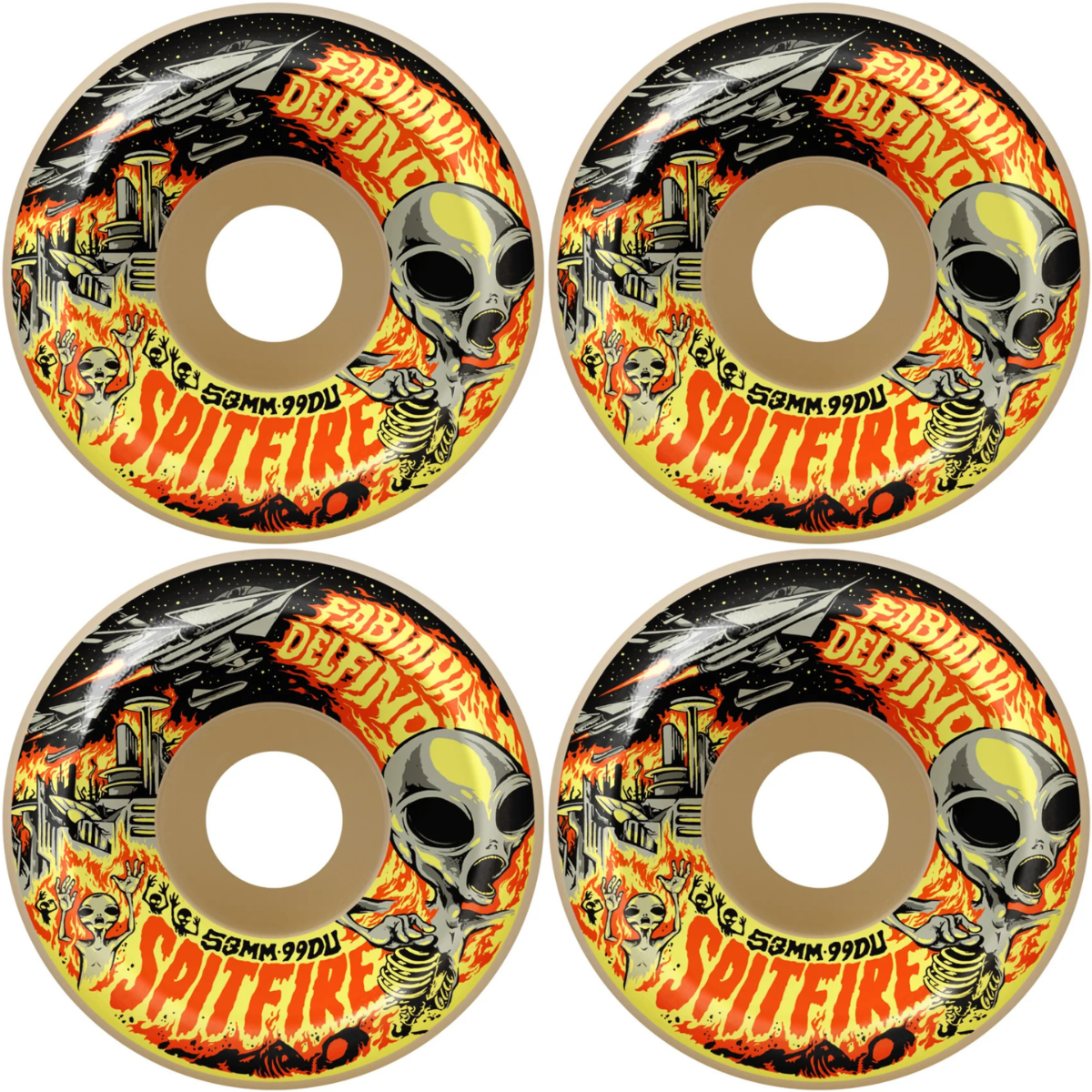 53mm Spitfire Fabiana Delfino Invasion F4 Formula Four Conical Full Skateboard Wheels 99a