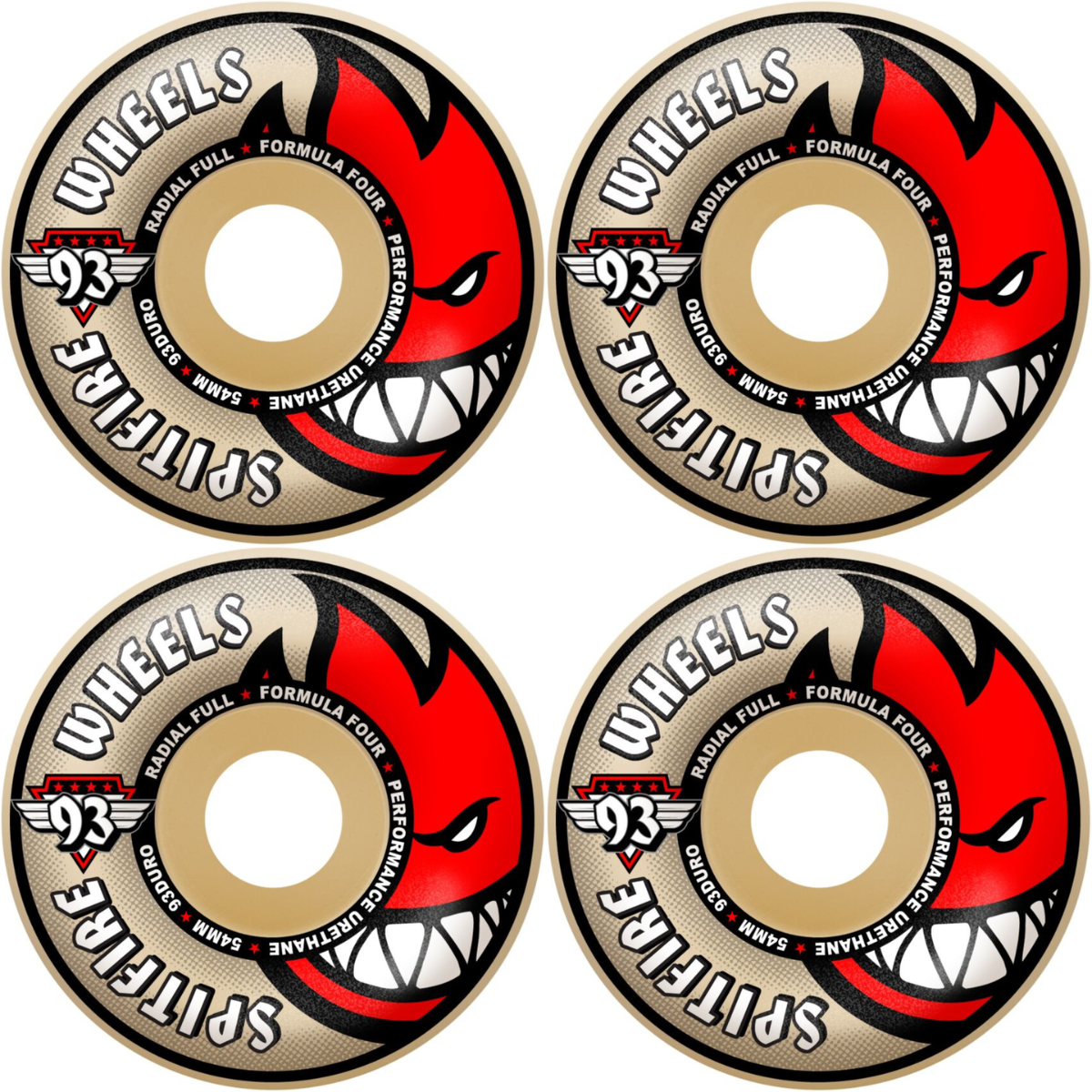 54mm Spitfire F4 Formula Four Radial Full Skateboard Wheels 93a