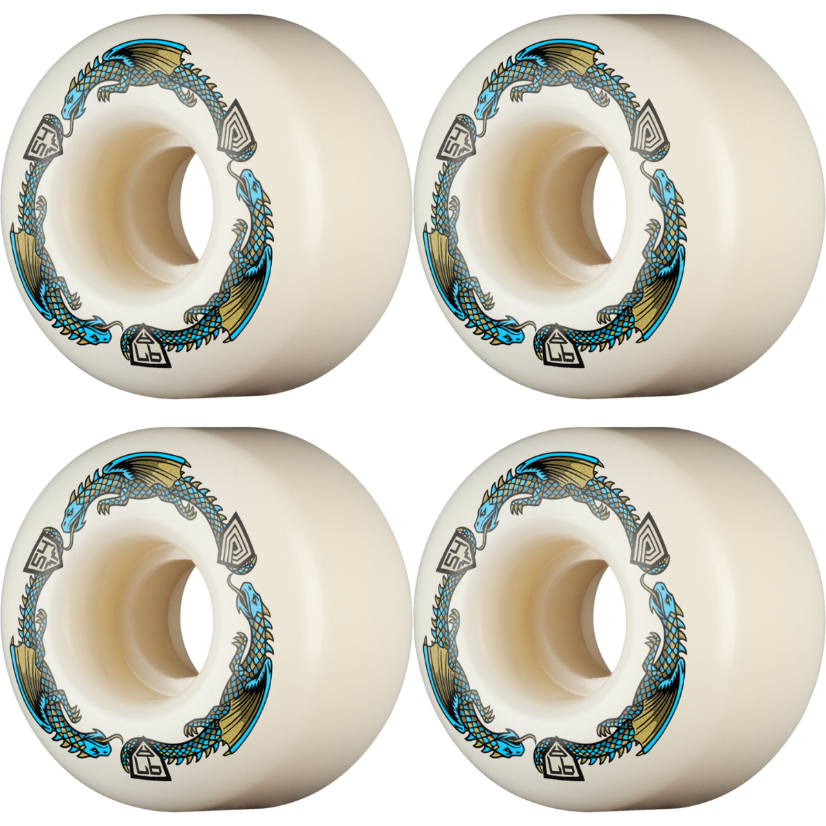 54mm Powell Peralta Dragons V4 Symmetrical Shape Skateboard Wheels 97a