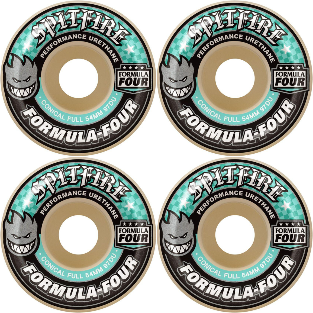 54mm Spitfire Formula Four F4 Conical Full Skateboard Wheels 97a