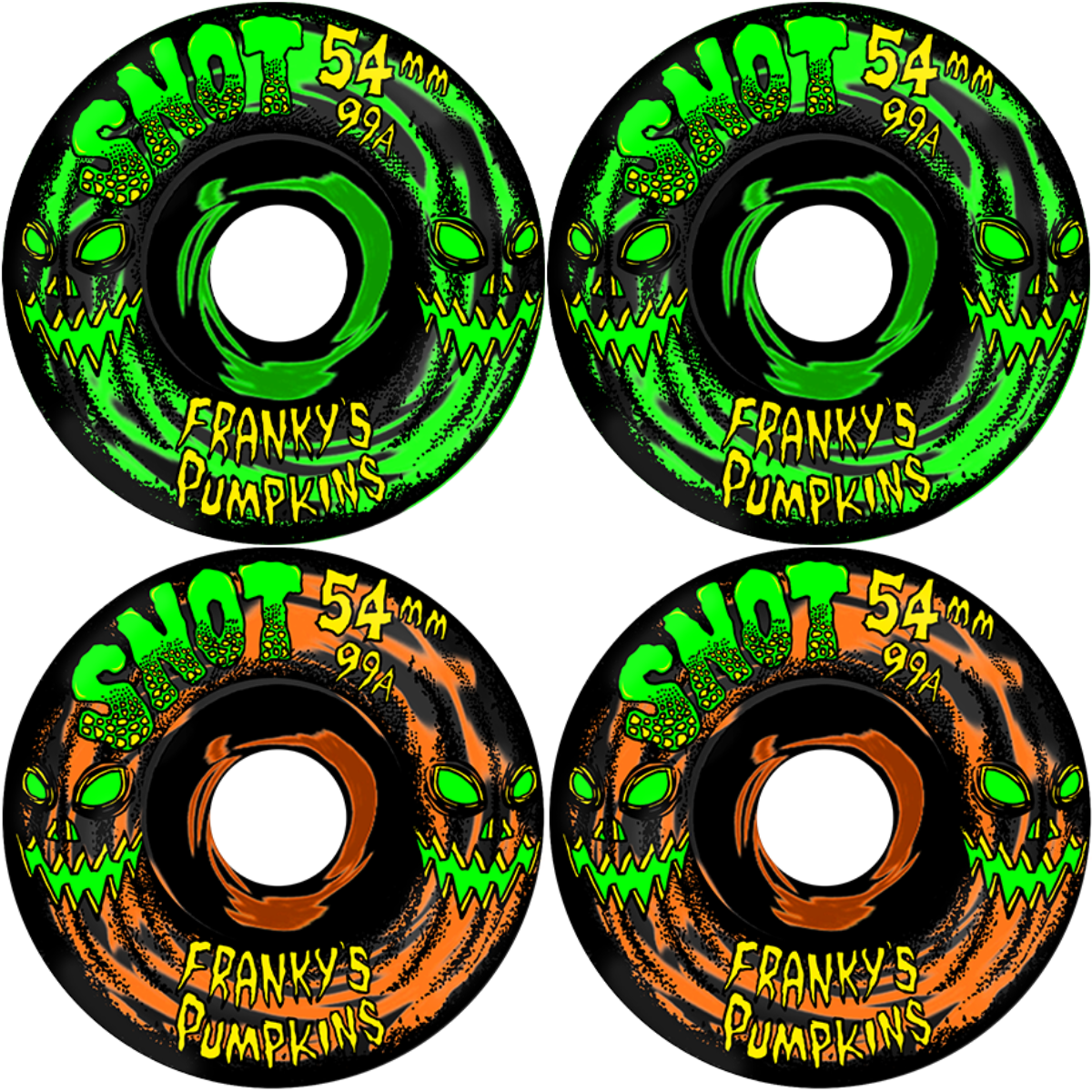 54mm Snot Wheels Franky Villani Franky's Pumpkins Skateboard Wheels 99a