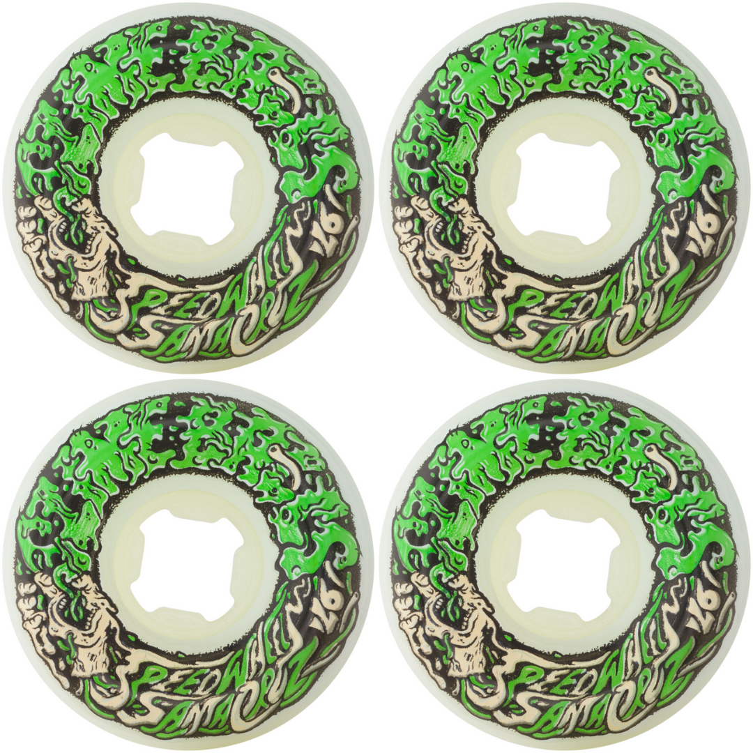 54mm Slime Balls Vomit Mini White / Green Skateboard Wheels 97a