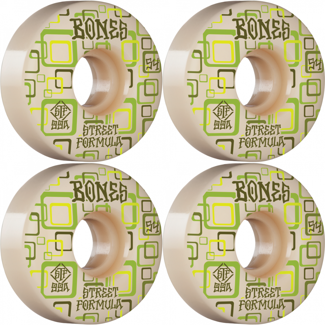 54mm Bones Wheels STF Street Tech Formula Retros V3 Slims Skateboard Wheels 99a