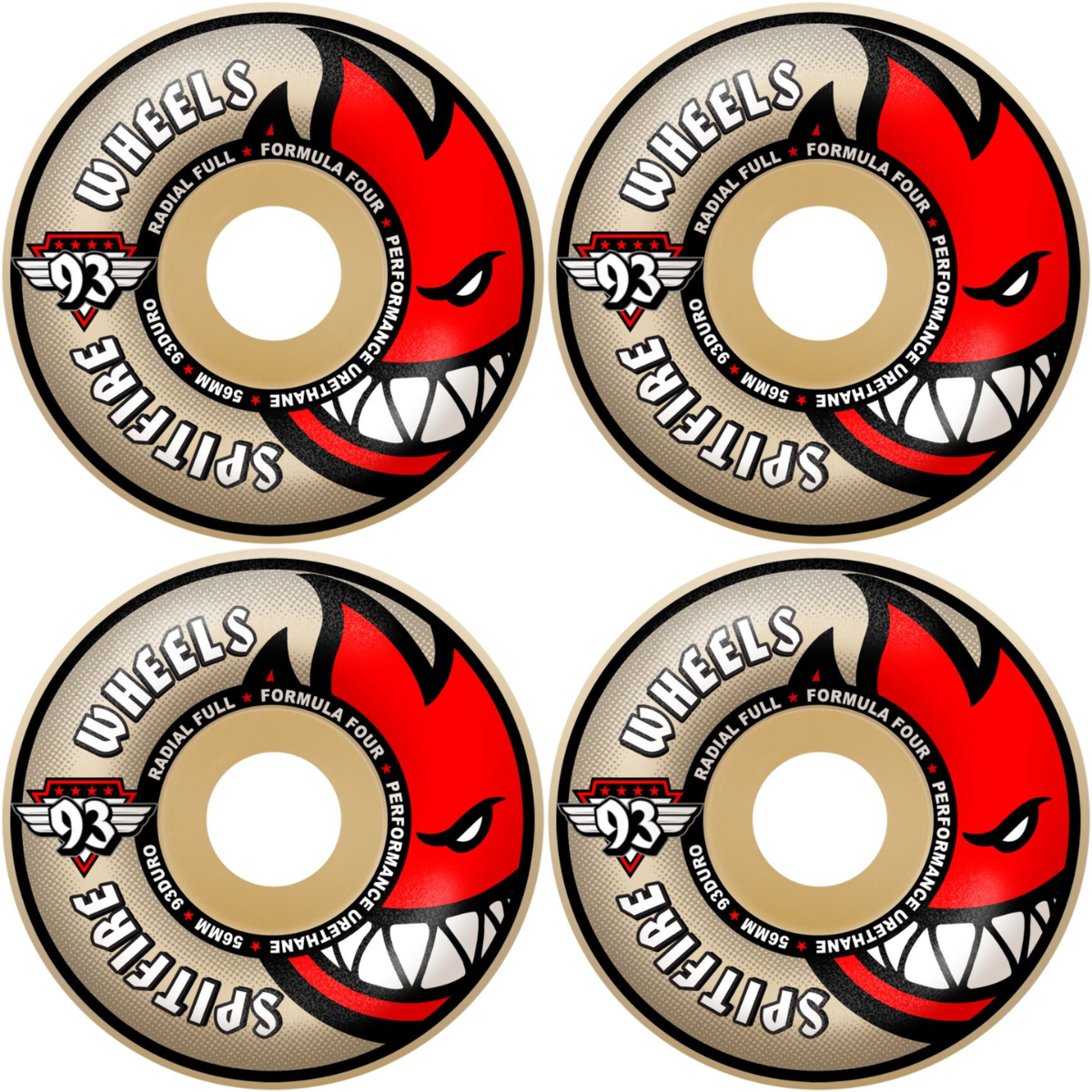 56mm Spitfire F4 Formula Four Radial Full Skateboard Wheels 93a