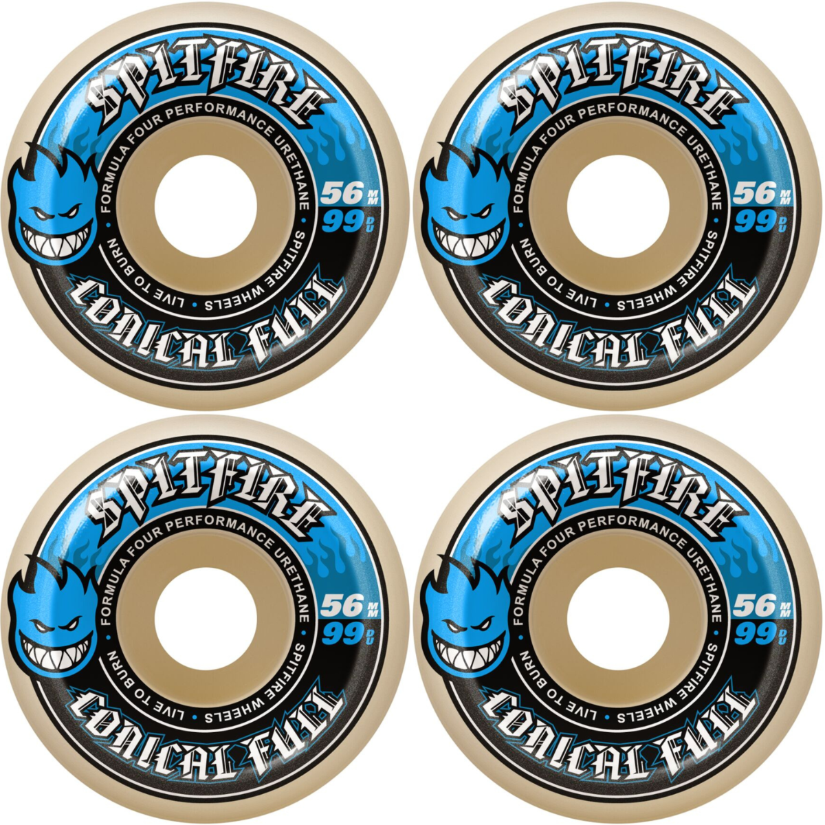 56mm Spitfire F4 Formula Four Conical Full Skateboard Wheels 99a