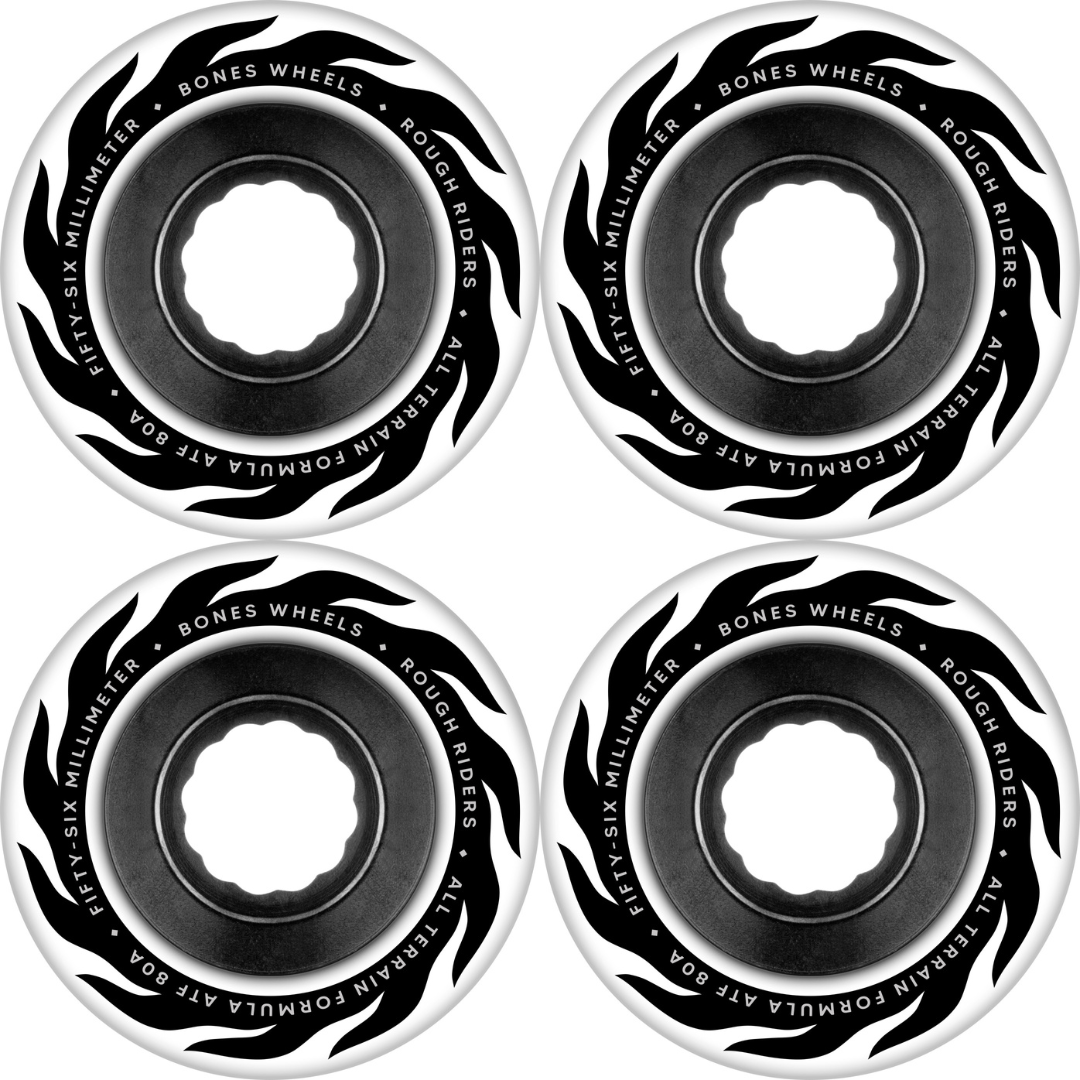56mm Bones Wheels ATF Rough Rider Eternal Flame White - 80a