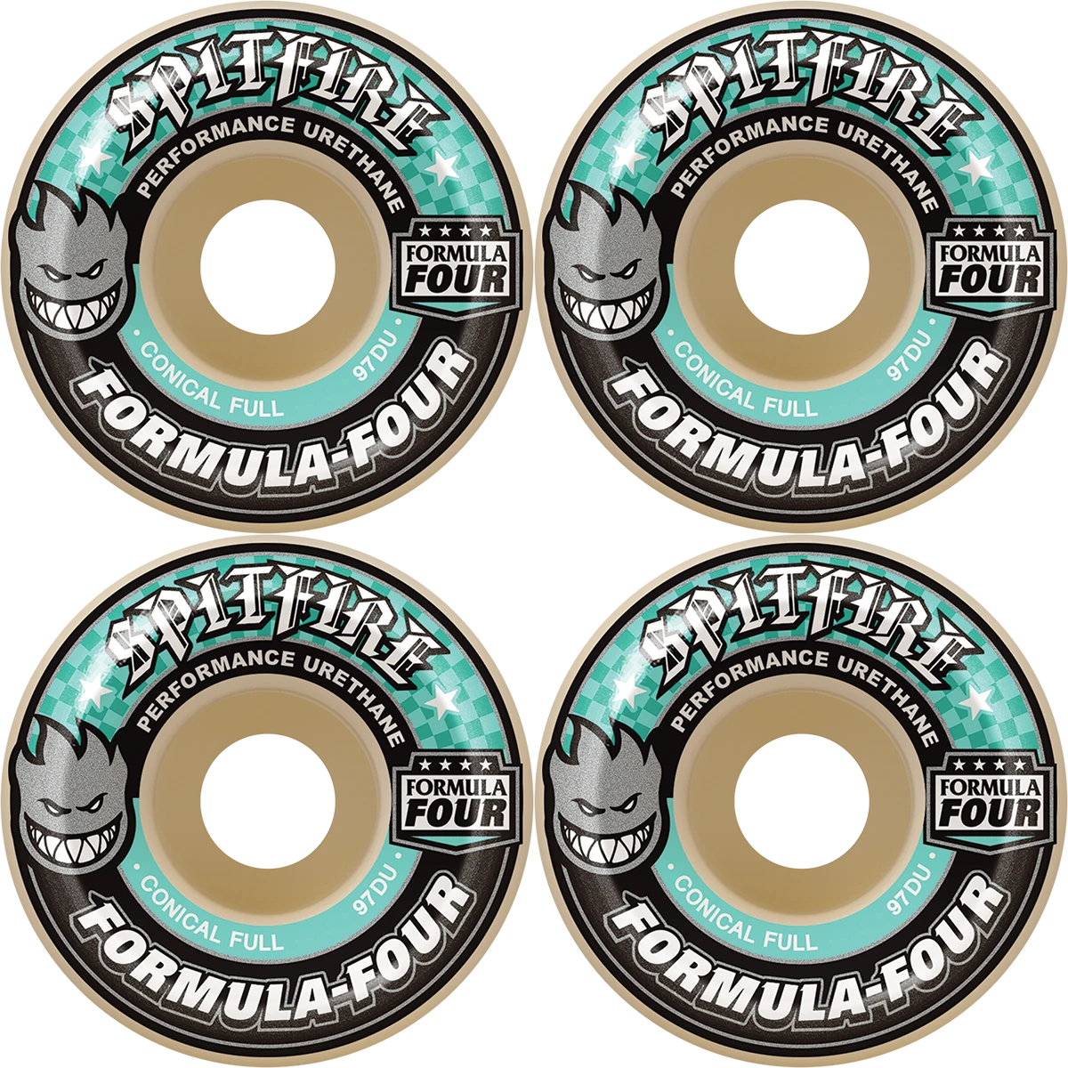 58mm Spitfire Formula Four F4 Conical Full Skateboard Wheels 97a
