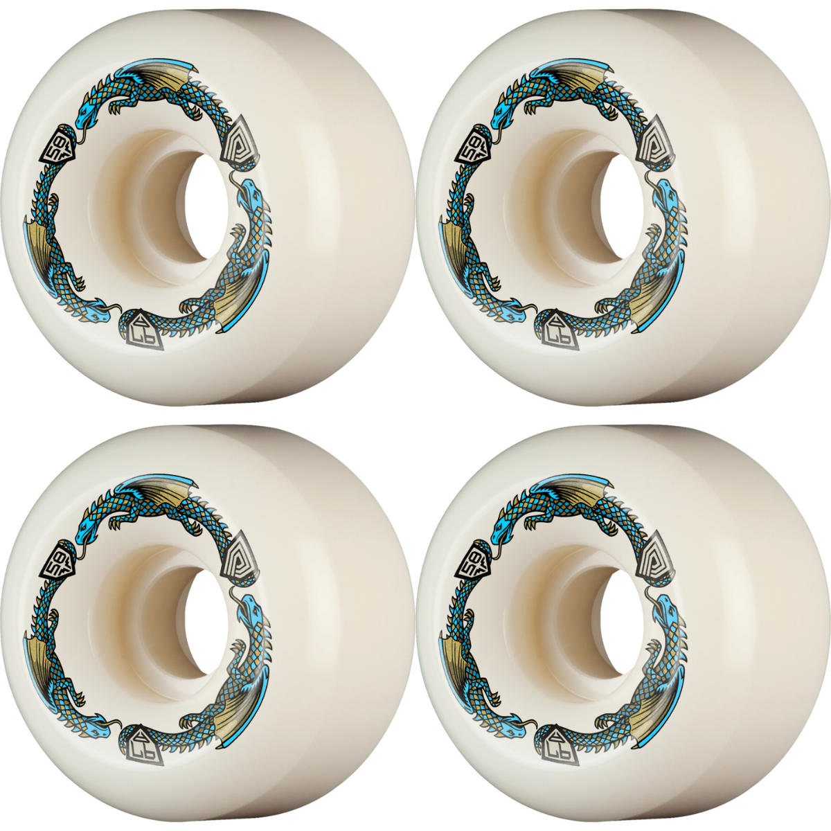 58mm Powell Peralta Dragons Ratbone II Symmetrical Shape Skateboard Wheels 97a