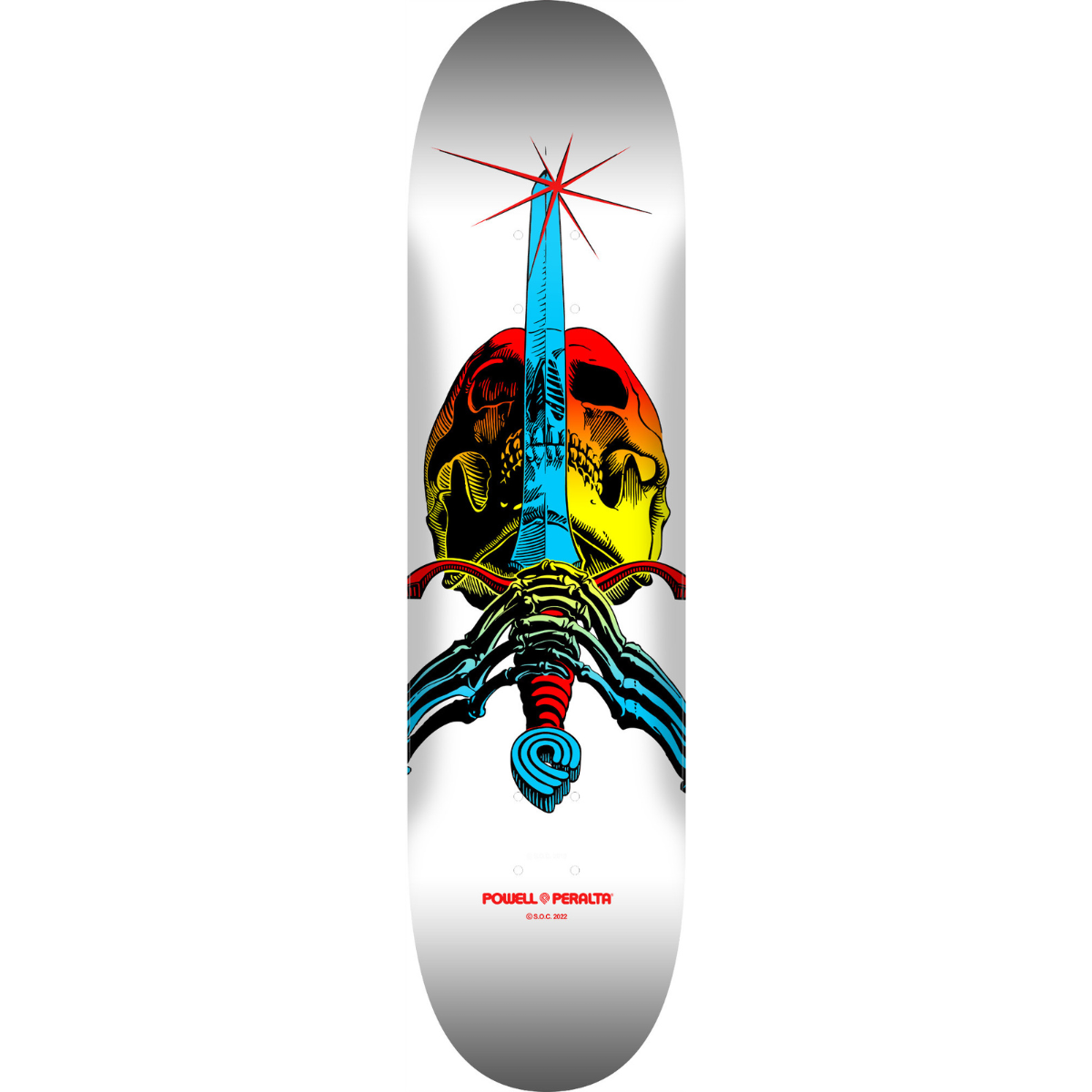 8.25" Powell Peralta Skull & Sword Yellow Fade / White Skateboard Deck
