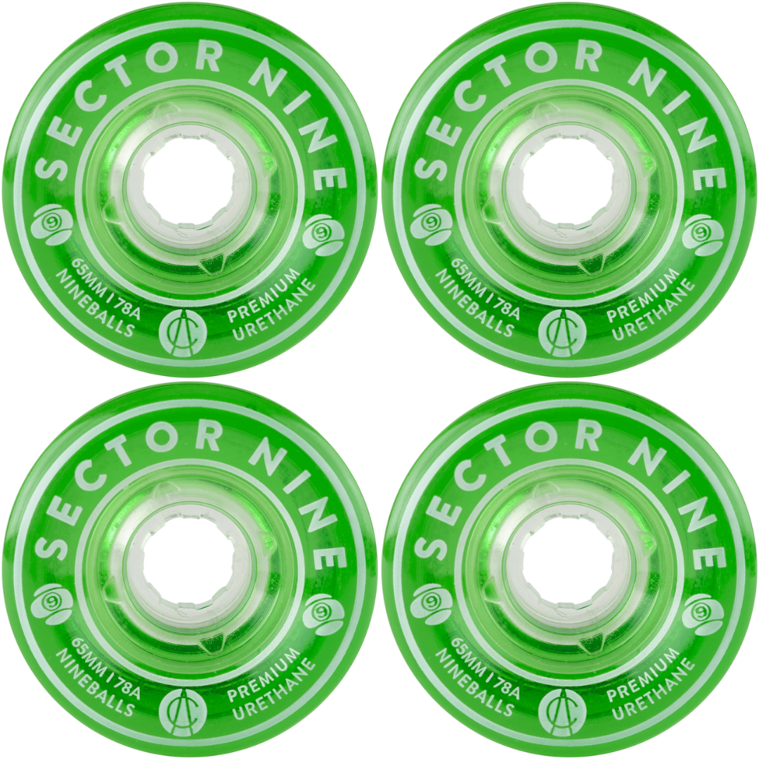 65mm Sector 9 Nineballs Wheels Green 78a