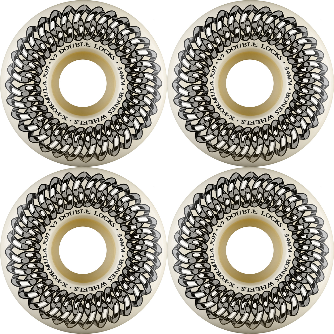 54mm Bones Wheels X-Formula Skateboard Wheels V7 Double Locks 97a