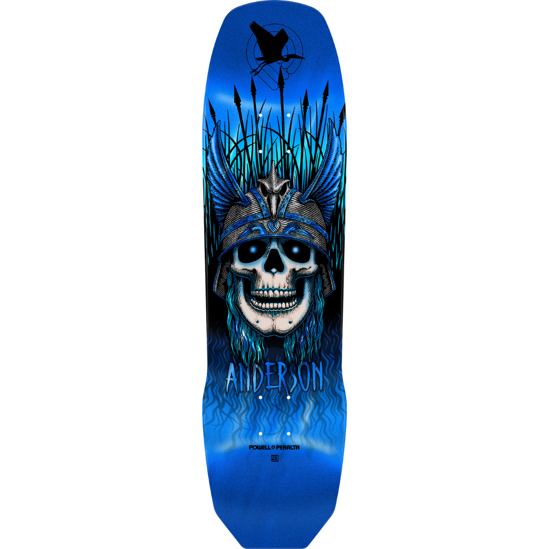 8.45" Powell Peralta Pro Andy Anderson Heron 7-Ply Maple Skateboard Deck - Blue Foil