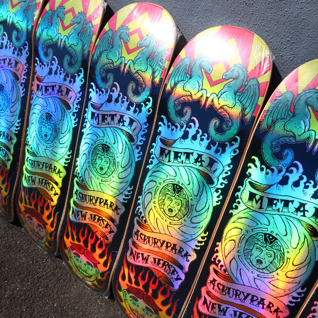8.5" Metal Skateboards APNJ Asbury Park New Jersey Foil Skateboard Deck