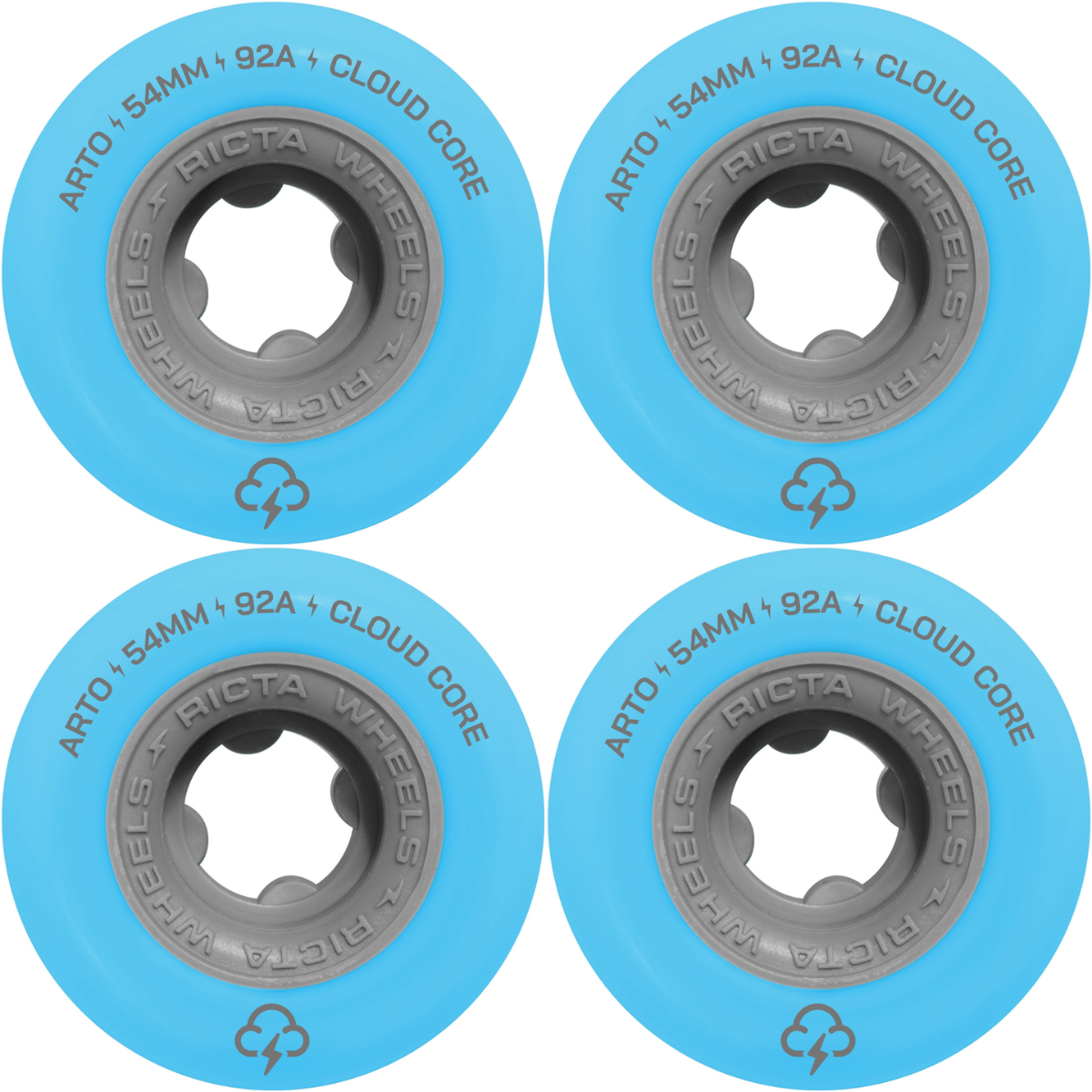 54mm Ricta Arto Saari Clouds Light Blue / Asphalt Skateboard Wheels 92a