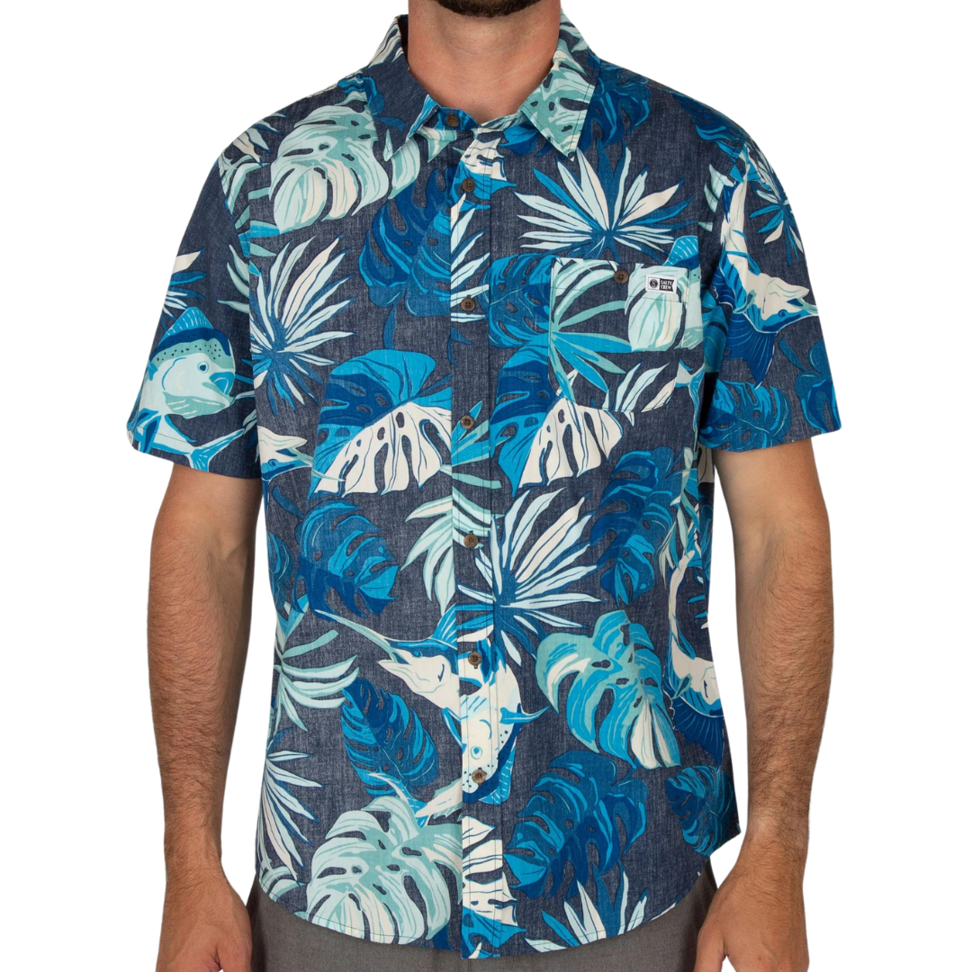 Salty Crew Hodad Short Sleeve Woven Button-Up Shirt - Blue