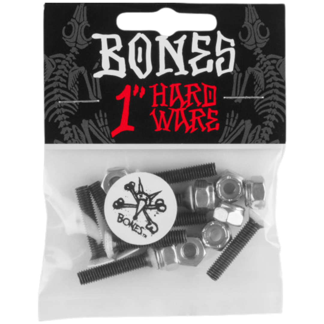Bones 1" Hardware - Phillips - Black with White Caps