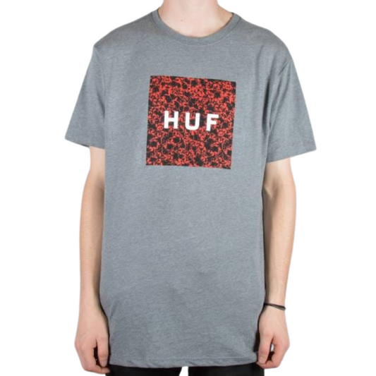 Huf Skulls Box Logo T-Shirt - Heather Grey