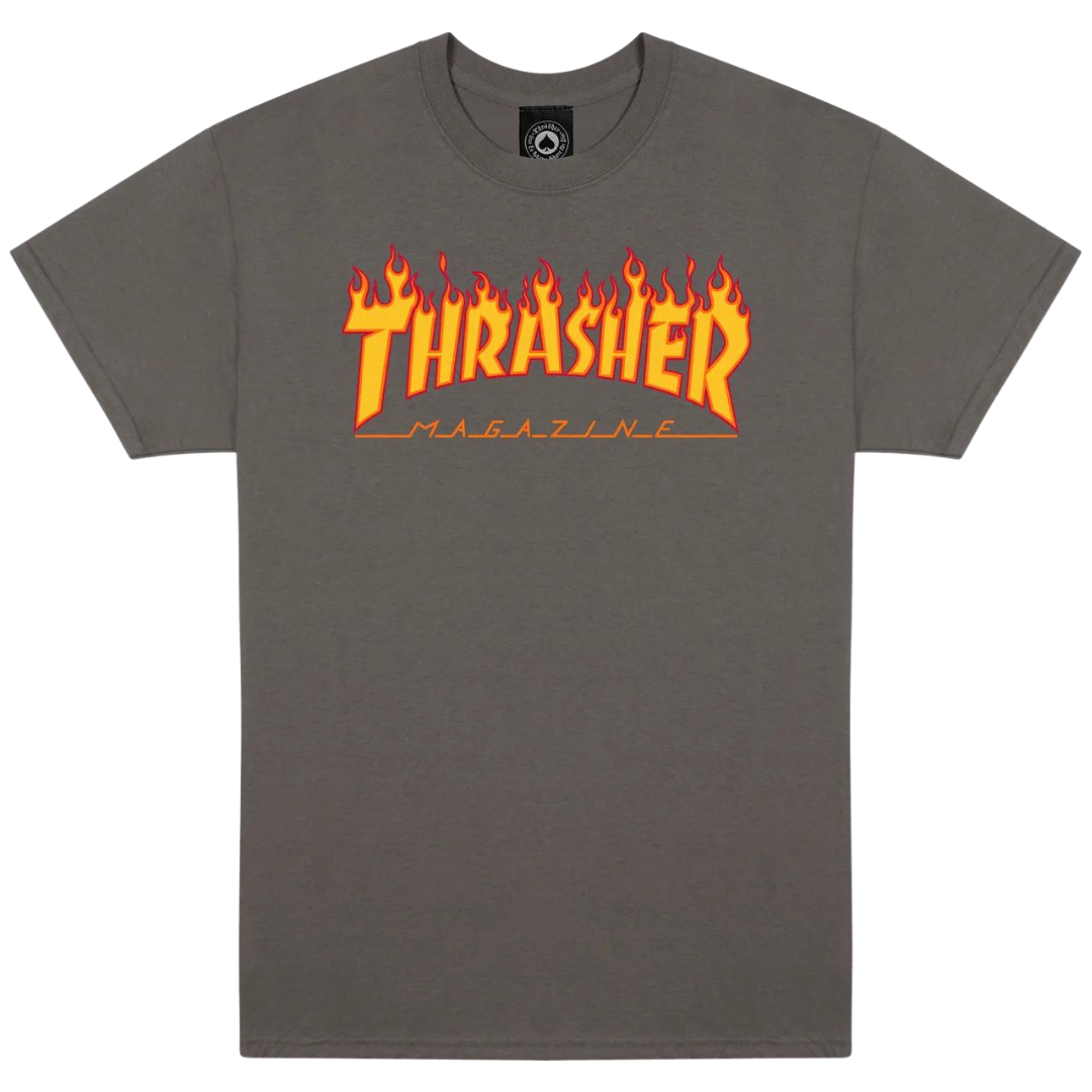 Thrasher Magazine Flames T-Shirt - Charcoal Grey