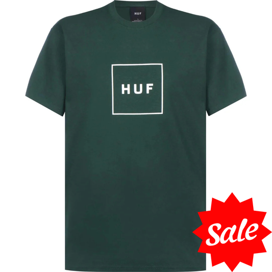 Huf Essentials Box Logo Short Sleeve T-Shirt - Dark Green
