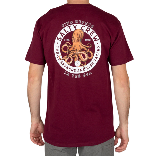 Salty Crew Deep Reach Short Sleeve T-Shirt - Burgundy