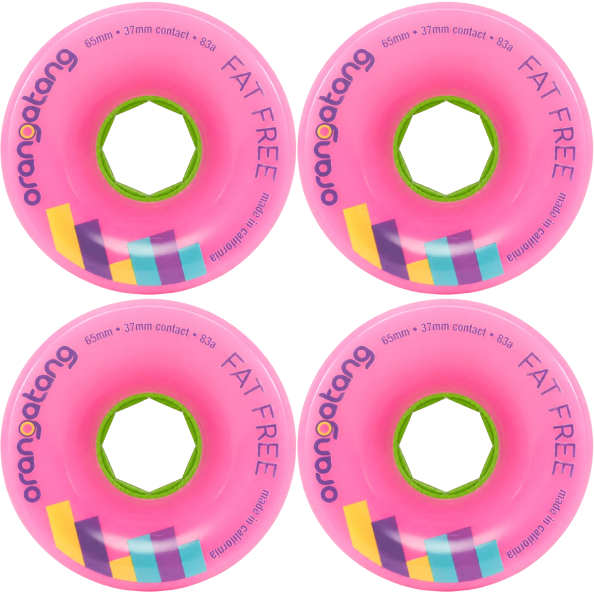 65mm Orangatang Fat Free Longboard Wheels - Pink 83a
