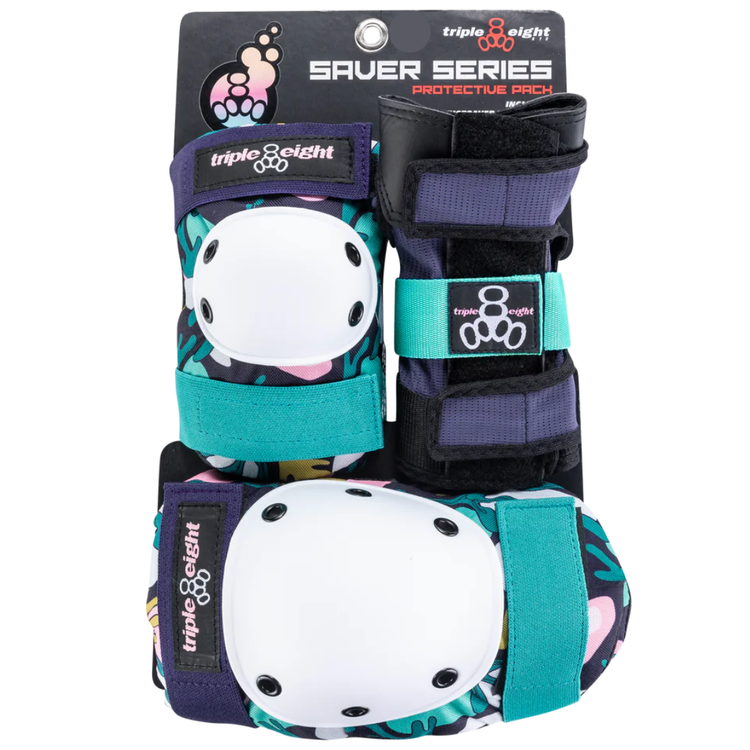 Triple 8 Saver Series Protective Pack Color Collection - Floral - Knee Pads, Elbow Pads, Wrist Guards