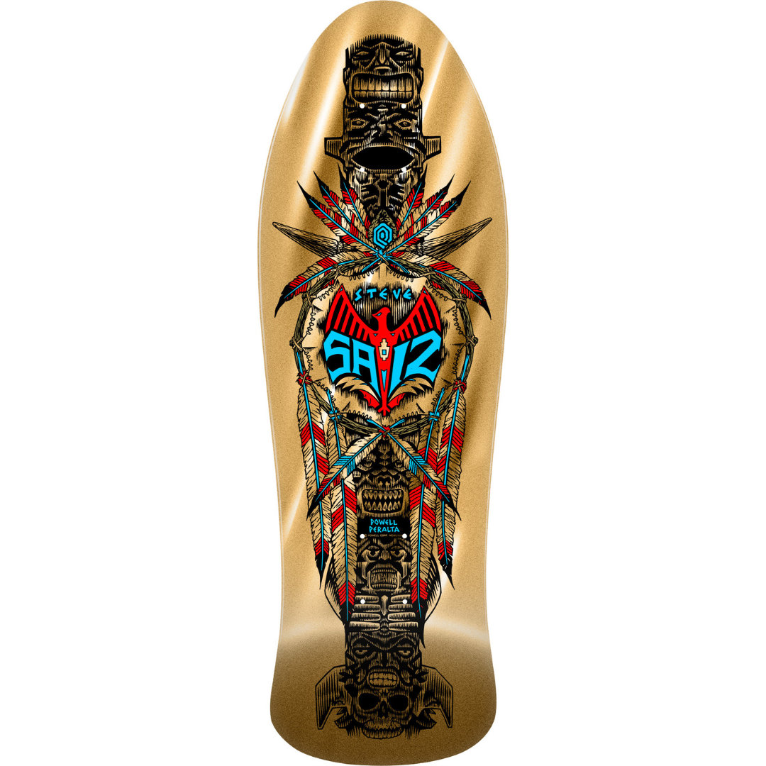 10" Powell Peralta Steve Saiz Totem Reissue Skateboard Deck - Gold Foil