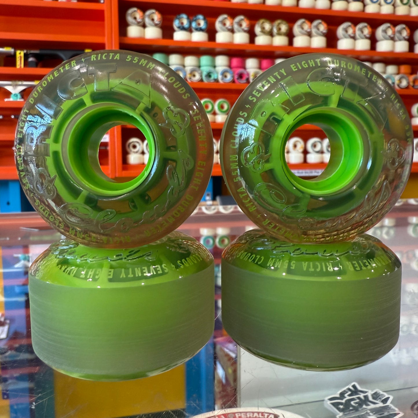 55mm Ricta Clouds Transparent Green Skateboard Wheels 78a