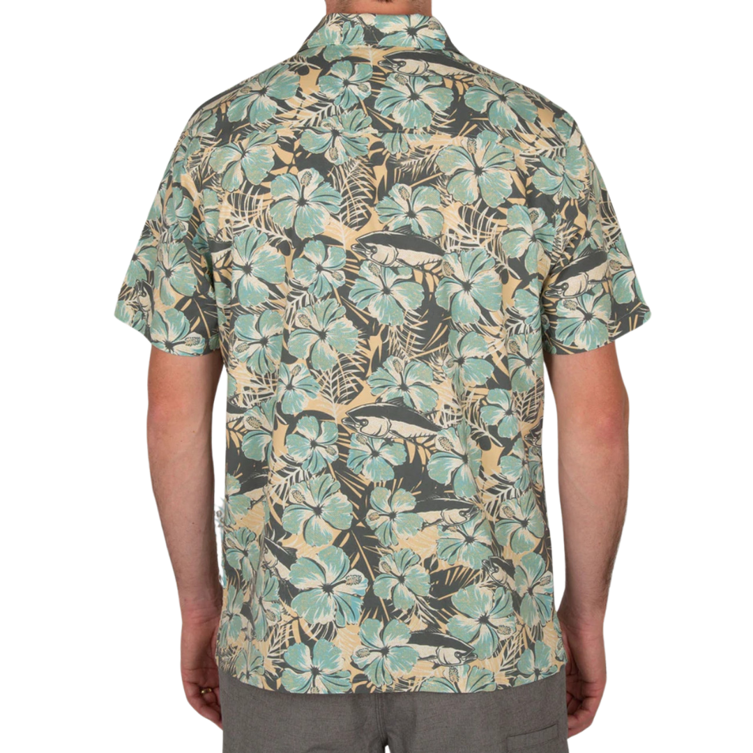 Salty Crew Island Daze Short Sleeve Woven Button-Up Shirt - Gold