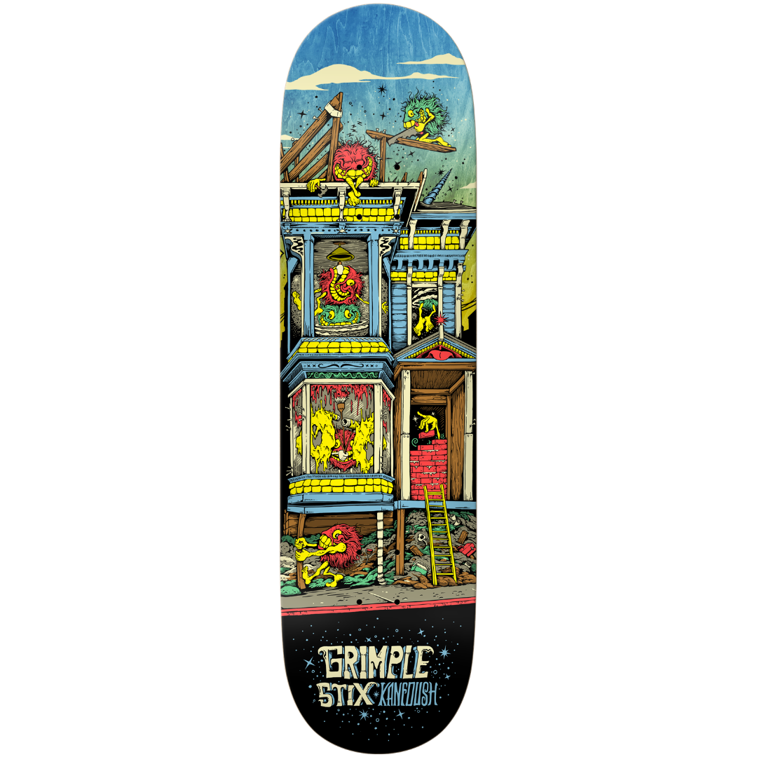8.75" Anti-Hero Grimple Stix Kanfoush Victorians Skateboard Deck - Assorted Stains