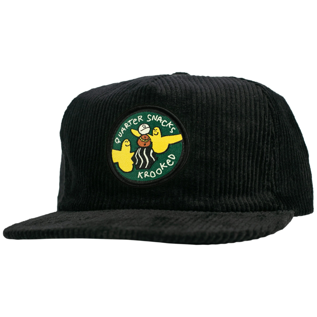 Krooked X Quartersnacks Snack Birds Corduroy Snapback Hat - Black