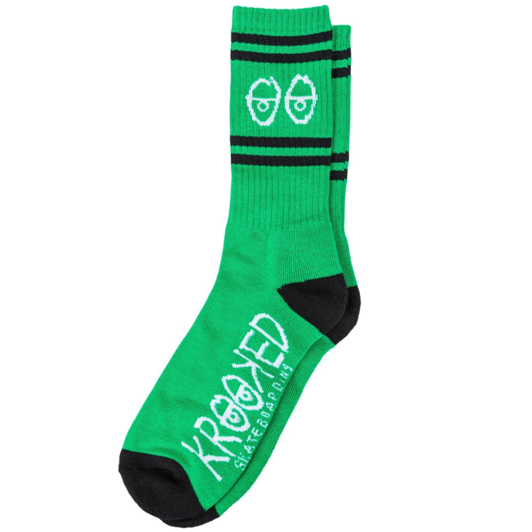 Krooked Skateboards Eyes Socks Green / Black / White