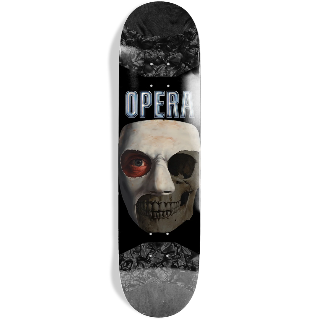 8.5" Opera Skull Mask Symmetrical Pop Slick Skateboard Deck