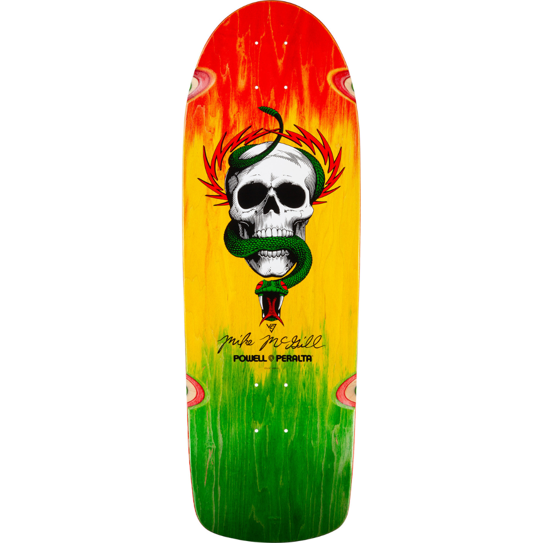 10" Powell Peralta Mike McGill Skull & Snake Skateboard Deck - Rasta Fade