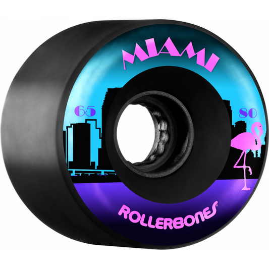 65mm Rollerbones Outdoor Miami Wheel 80a Black - 8 Pack