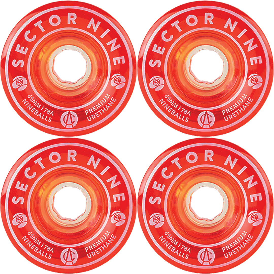 65mm Sector 9 Nineballs Wheels Clear Red - 78a