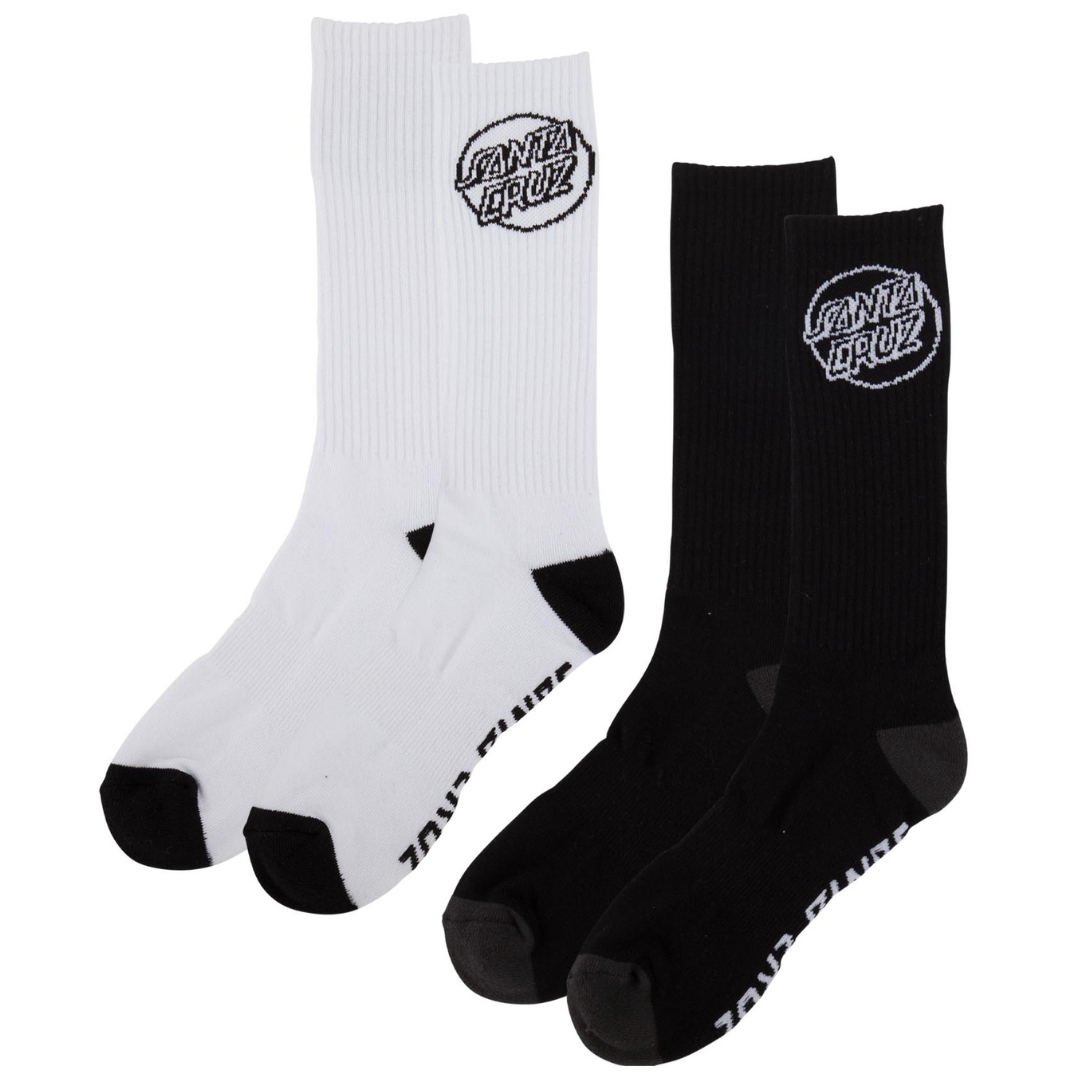 Santa Cruz Skateboards Opus Strip Crew Socks - Black / White - 2 Pairs