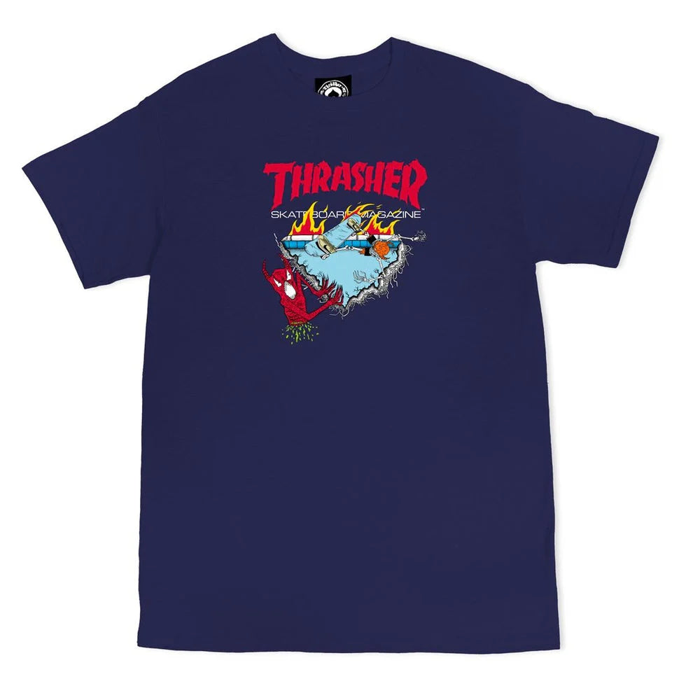 Thrasher Magazine Neckface 500 T-Shirt - Navy Blue – Pro Thrasher Magazine Neckface 500 T-Shirt - Navy Blue – Pro