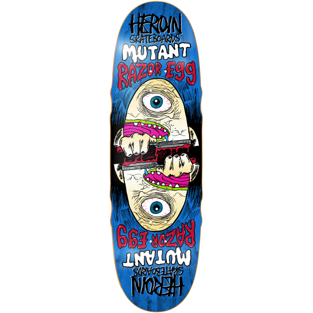 9.5" Heroin Skateboards Mutant Razor Egg Skateboard Deck - Assorted Stains