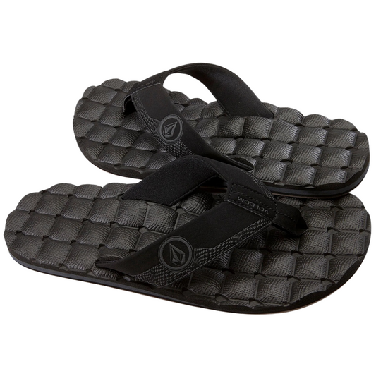 Volcom Men's Recliner Sandals Flip Flops - Black Destructo