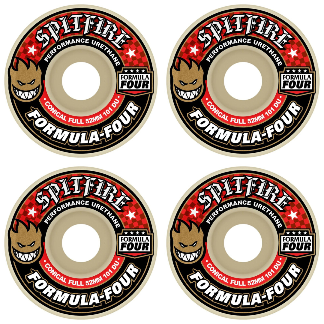 53mm Spitfire Wheels Formula Four Conical Red 101a