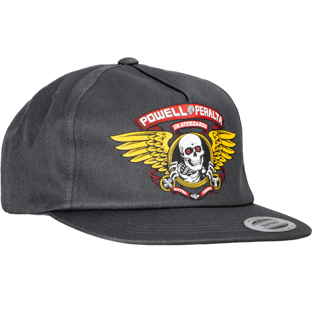 Powell Peralta Winged Ripper Snapback Hat - Charcoal