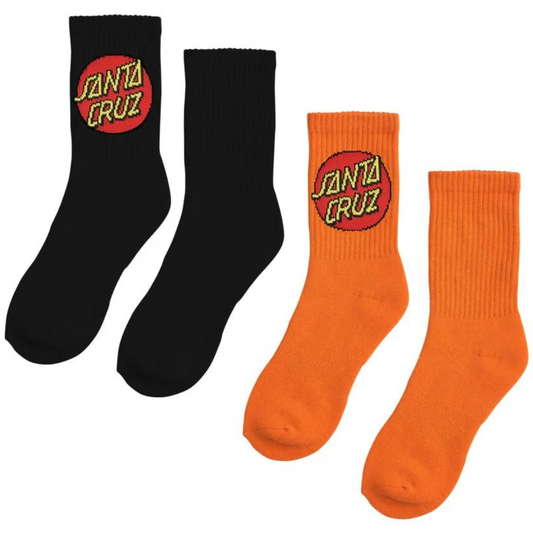 Santa Cruz Skateboards *YOUTH* Crew Socks 4 Pack Black + Orange Sizes 2-8