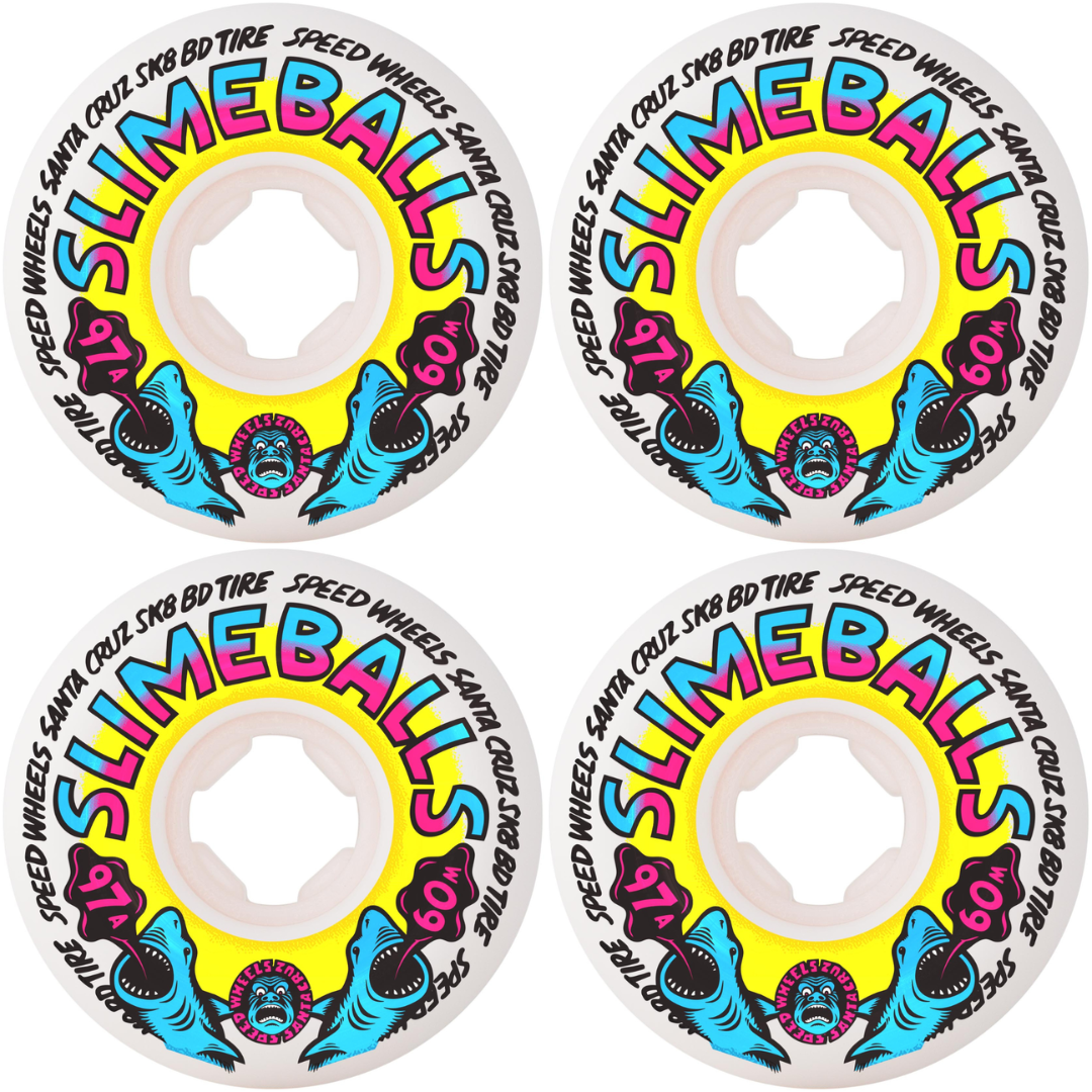 60mm Slime Balls Heritage Shark Spew Vomits White 97a Skateboard Wheels